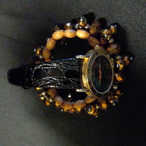 Peugeot Gold and Black Watch with Beaded Bracelets main image 5